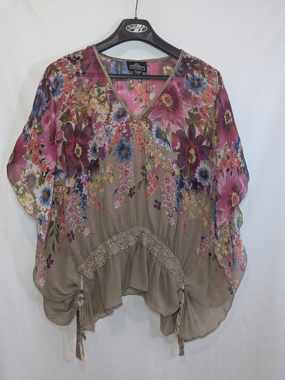 Angie Boho Floral Sheer Blouse | Women’s Large